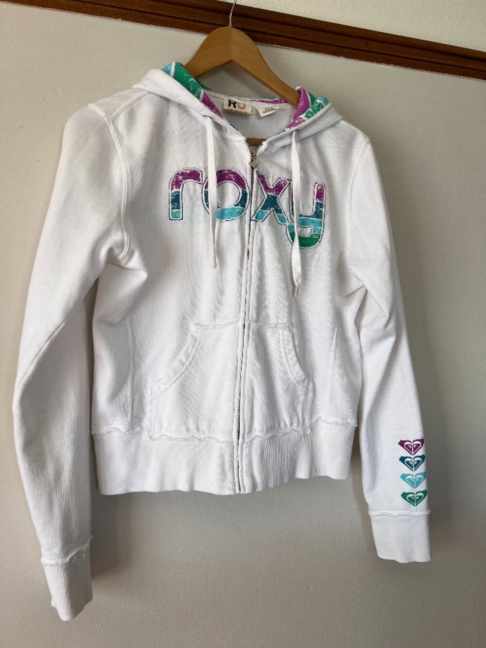 Roxy Women's White Cotton Hoodie Size L